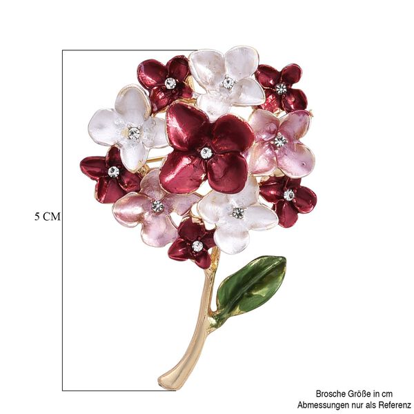 Emaillierte und wei&szlig;e Kristall-Brosche, Floral image number 6