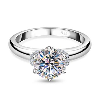 Moissanit Ring, 925 Silber platiniert, (Gr&ouml;&szlig;e 16.00) ca. 1.34 ct