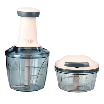 2er-Set Manueller Zerkleinerer, 13,2x13,2x22,86cm, 900 ml und 12,5x12,5x10,15cm, 450 ml, Cr&egrave;me