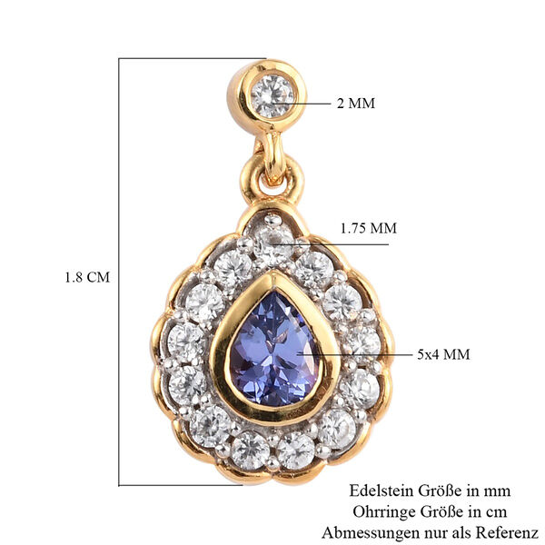 Tansanit und Zirkon Ohrh&auml;nger 925 Silber vergoldet ca. 1,39 ct&nbsp; image number 5