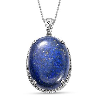 Lapislazuli Anh&auml;nger mit Kette, Edelstahl ca. 98.95 ct
