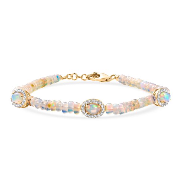 D'Joy AA Nat&uuml;rlicher, &auml;thiopischer Welo Opal Armband ca. 19 cm 925 Silber 750 Gelbgold Vermeil ca. 22.85 ct