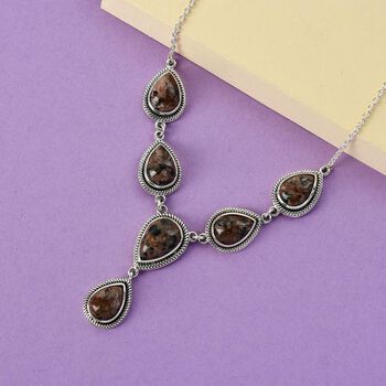 Handgearbeitetes, nat&uuml;rliches Yooperlith Collier, ca. 45 cm, 925 Silber ca. 12.09 ct