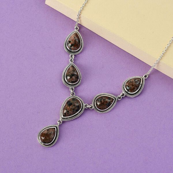 Handgearbeitetes, nat&uuml;rliches Yooperlith Collier, ca. 45 cm, 925 Silber ca. 12.09 ct image number 2