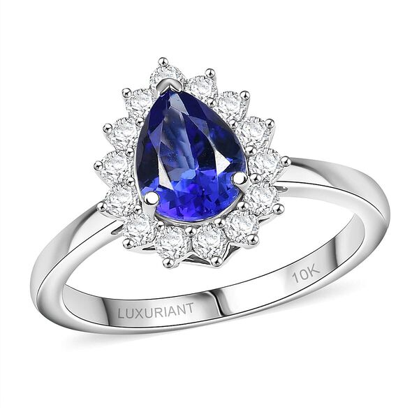 LUXURIANT AAA Tansanit und Labor Diamant Ring 417 Wei&szlig;gold - 1,50 ct.