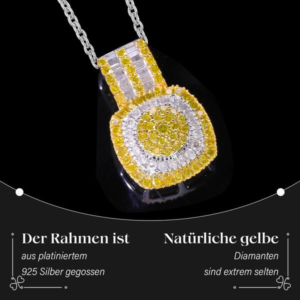 Gelber und wei&szlig;er Diamant-Anh&auml;nger mit 50cm Kette- 0,98 ct. image number 2