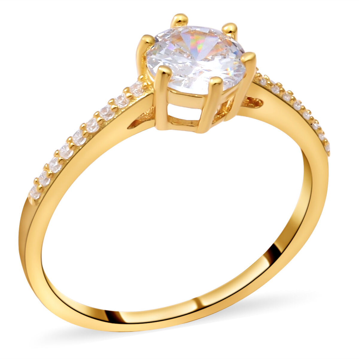 LUSTRO STELLA weiBer Zirkonia Ring 925 Silber vergoldet GroBe 16.00 ca. 1 51 ct