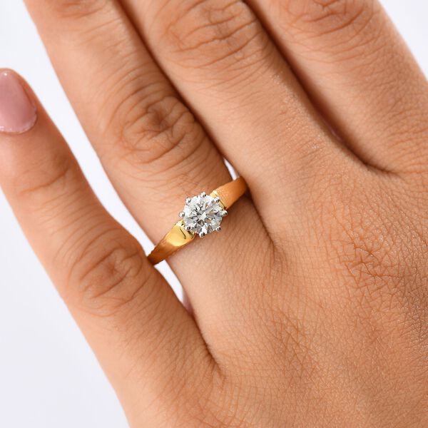 LUXURIANT DIAMOND -Lab Grown Diamant SI-GH Ring 925 Silber Rhodiniert und 750 Gelbgold Vermeil (Gr&ouml;&szlig;e 19.00) ca. 1.00 ct image number 3