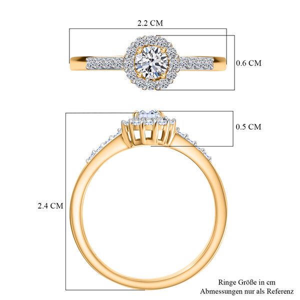 LUXURIANT SI-GH Labor Diamant Ring, 925 Silber 750 Gelbgold Vermeil - 0,50 ct. image number 7