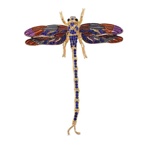 Schwarze Kristall Libelle Brosche emailliert