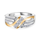 Lab Grown Diamant SI Ring 925 Silber Rhodiniert und 750 Gelbgold Vermeil (Größe 17.00) ca. 0,76 ct