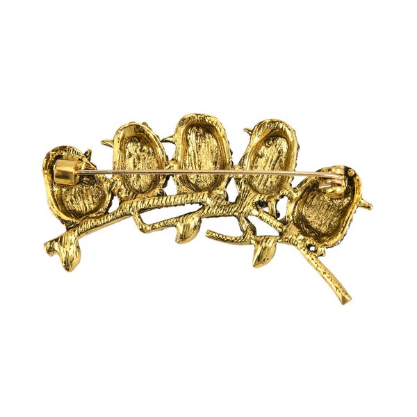 Mehrfarbiger Kristall Brosche Antikes Gold image number 4