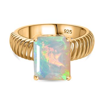 AA Nat&uuml;rlicher, &auml;thiopischer Welo Opal Ring 925 Silber 750 Gelbgold Vermeil (Gr&ouml;&szlig;e 17.00) ca. 2,69 ct