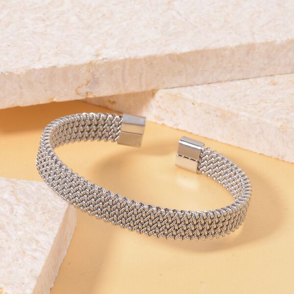Geflochtenes Designer-flexibles Armreif, ca. 20,50g, silberfarben image number 2