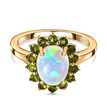 AA nat&uuml;rlicher, &auml;thiopischer Welo Opal und Chromdiopsid-Ring - 1,82 ct.