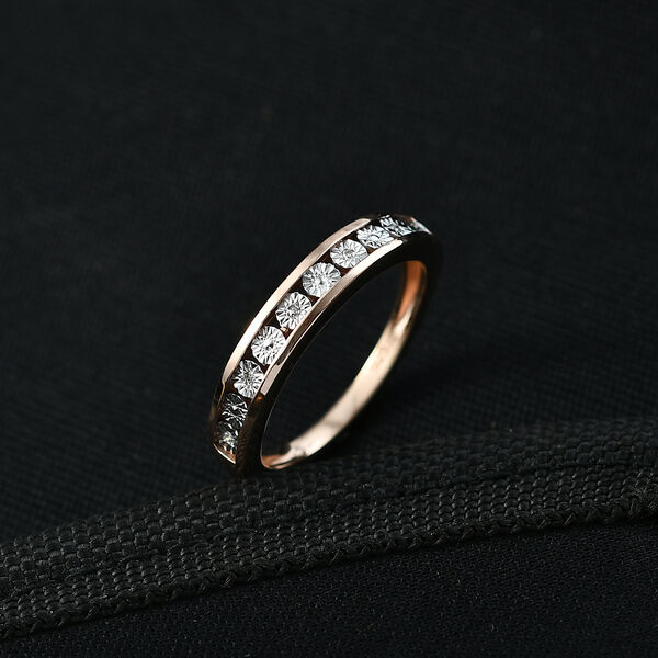 Half Eternity Ring mit Diamantakzenten, 925 Silber 750 ros&eacute;vergoldet image number 1