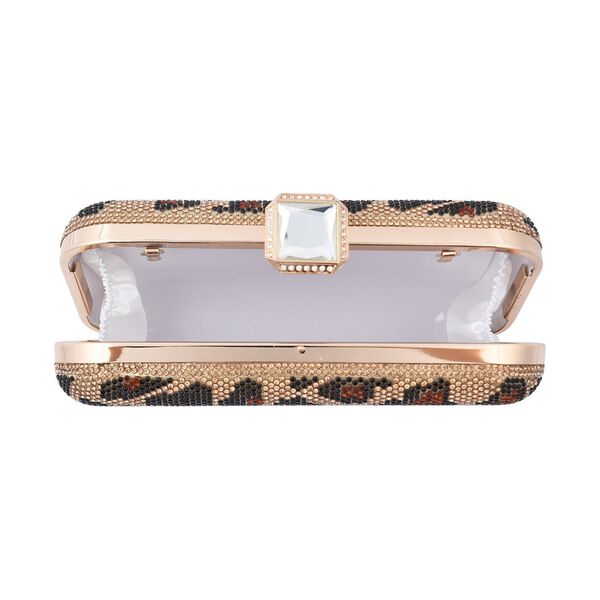 Clutch mit facettierten Kristallen, Leoparden Muster image number 8