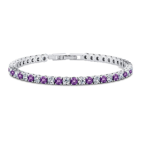 AAA Amethyst Zirkonia Armband ca. 19 cm Messing rhodiniert
