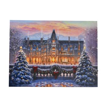 Winterliches Schloss im Lichterglanz - Leinwandbild mit LED-Beleuchtung,  30x40x1,8 cm