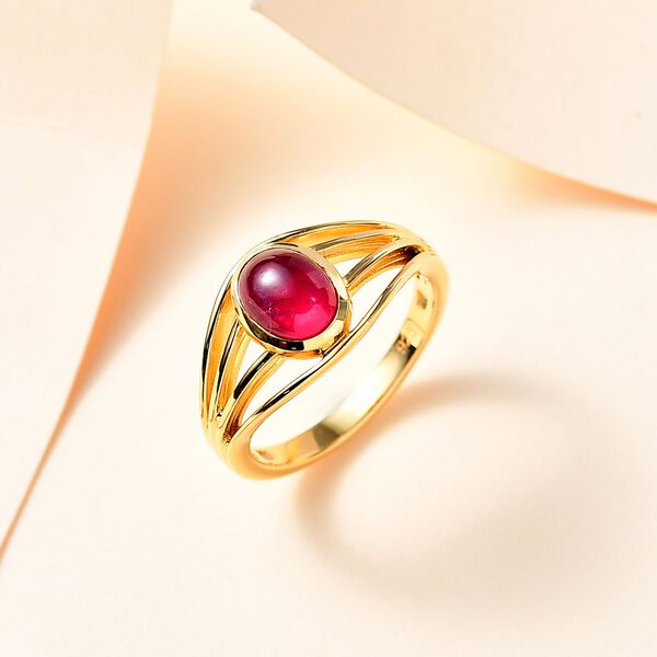 AA Afrikanischer Rubin (Fissure gef&uuml;llt) Ring 925 Silber 750 Gelb Vermeil (Gr&ouml;&szlig;e 17.00) ca. 2,05 ct image number 2