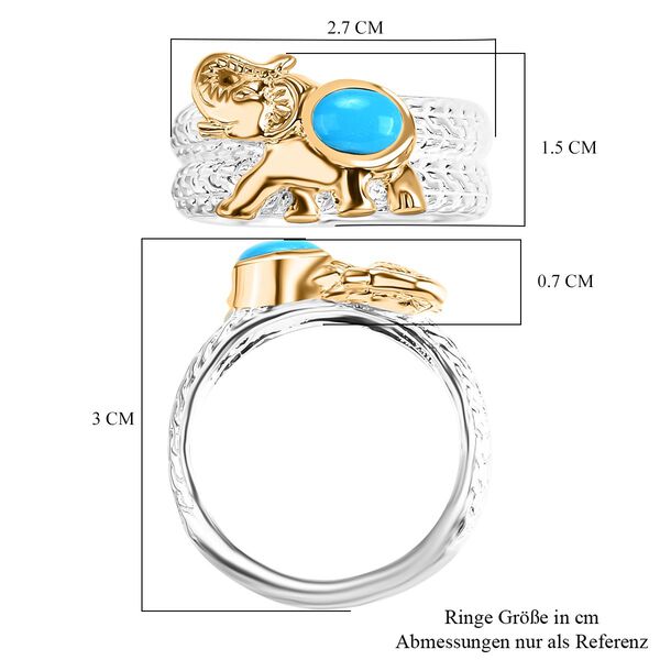 Royal Bali Kollektion- Amerikanischer natürlicher Sleeping Beauty Türkis Elefant Ring - 0,83 ct. image number 5
