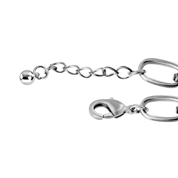 Weißes Glasperlen-Armband, 19 cm, silberfarben image number 3