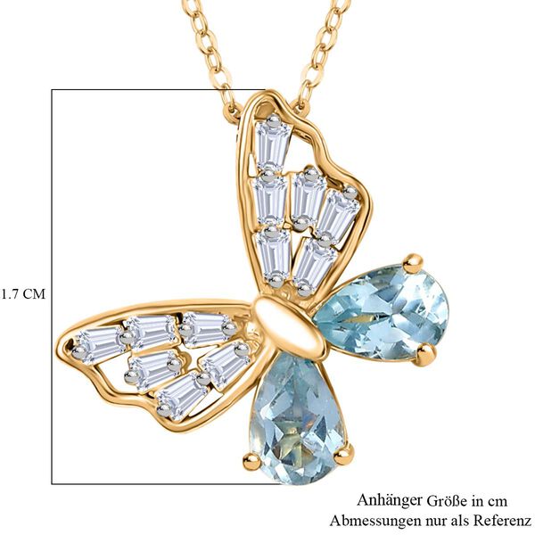 GP Trionfo Kollektion- Himmelblauer Topas, Moissanit und Kanchanaburi blauer Saphir Anhänger mit 50 Kette - 1,77 ct. image number 5