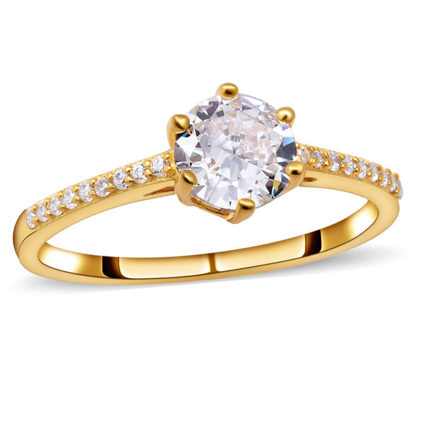 LUSTRO STELLA - Wei&szlig;er Zirkonia Ring 925 Silber vergoldet image number 3