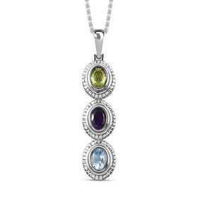 Multi-Edelstein-Anhänger mit 50cm Kette - 2.25 ct