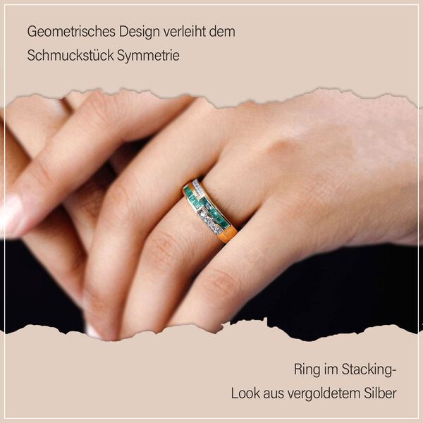 Geometric Meander Kagem sambischer Smaragd und Zirkon-Ring - 0,91 ct. image number 9