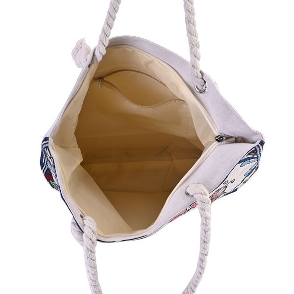 Jacquard gewebte Jute-Tasche, Suzani rot image number 9