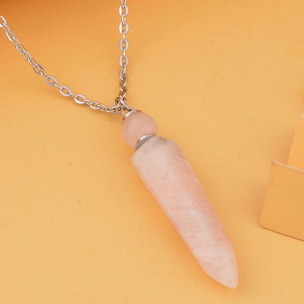 Rosenquarz Pendel Anh&auml;nger mit Kette, ca. 36.50 ct image number 2