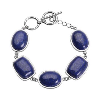 Lapislazuli-Armband, ca. 19 cm, Edelstahl ca. 80.00 ct