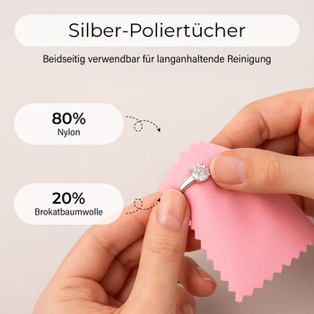 3-schichtige Schmuckbox aus Samt mit 5 Silberputzt&uuml;chern in Rosa, 24,5x17x11,5cm