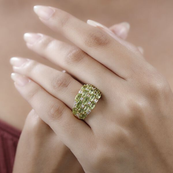 Nat&uuml;rlicher Peridot Ring, 925 Silber vergoldet (Gr&ouml;&szlig;e 16.00) ca. 5.15 ct image number 3