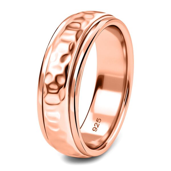 Strukturierter Spinning-Band-Ring, 925 Silber 750 Roségold Vermeil image number 5