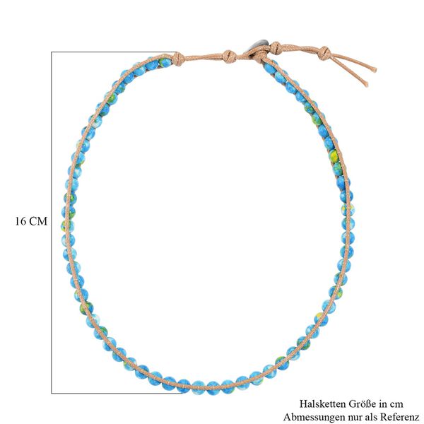 Flexible blaugrüne Regenblumen-Yuhua-Quarzit Halskette - 80 ct. image number 7