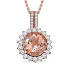 AAA Morganit, Weißer Diamant Schmuckset ca. 50 cm 417 Gold ca. 3,85 ct.