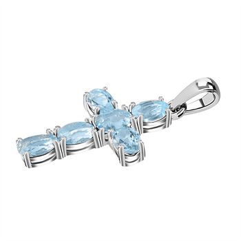 Himmelblauer Topas Kreuz-Anh&auml;nger - 3,14 ct.