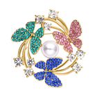 Künstliche Perlen- und Zirkonia-Brosche, goldfarben ca. 3,00 ct