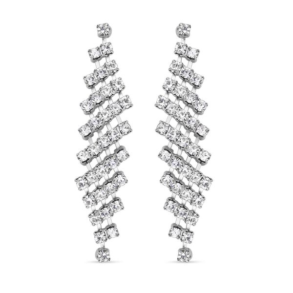 Wei&szlig;e Kristall-Halskette und Ohrringe in Silberton - 12 ct. image number 6