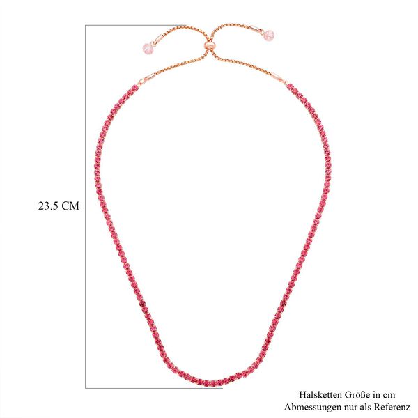 2er-Set - verstellbare, rosa Kristall-Halskette und Armband - 0,50 ct. image number 4