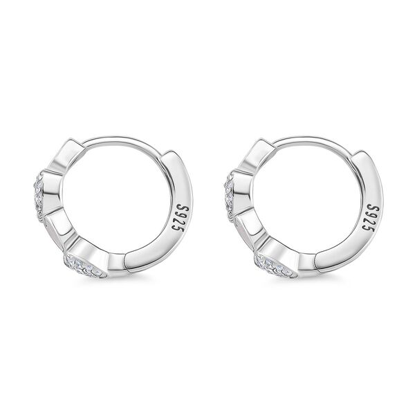 Wei&szlig;es Perlmutt, Wei&szlig;er Zirkonia Herz Ohrringe 925 Silber rhodiniert 0.20 ct image number 4