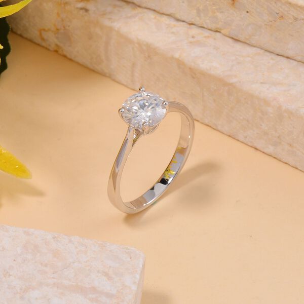 Moissanit Ring, 925 Silber platiniert, (Gr&ouml;&szlig;e 20.00) ca. 1.82 ct image number 7