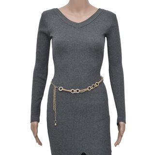 Modischer G&uuml;rtel mit Metallschnalle, 115 cm (65+50), gewebt, Gold