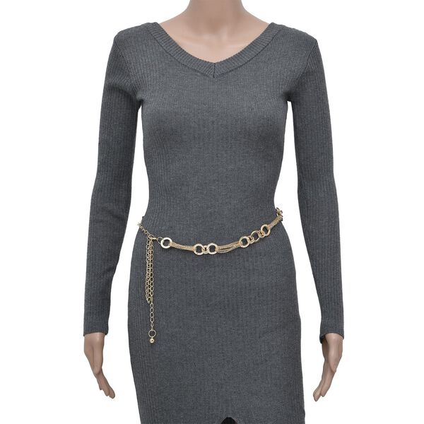 Modischer G&uuml;rtel mit Metallschnalle, 115 cm (65+50), gewebt, Gold