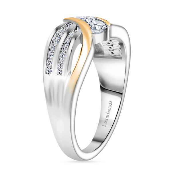 LUXURIANT DIAMOND -Lab Grown Diamant SI-GH SGL zertifiziert Ring, 925 Silber Rhodiniert und 750 Gelbgold Vermeil (Gr&ouml;&szlig;e 19.00) ca. 0.75 ct image number 5