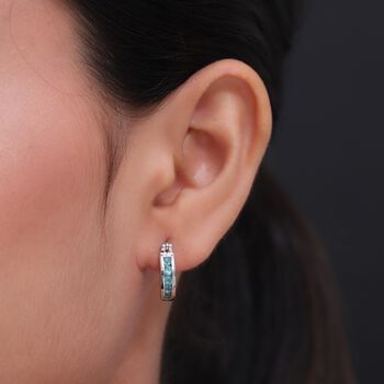 Blaugr&uuml;ner Grandidierit Creolen 925 Silber platiniert ca. 0,62 ct