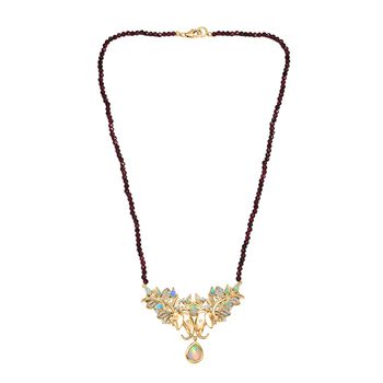 AA &auml;thiopische Welo Opal, AA Rhodolith Granat und Zirkon Halskette, 45 cm - 38,9 ct.
