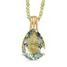 D'Joy AA Prasiolith, Peridot Schmuckset ca. 50 cm 925 Silber 750 Gelbgold Vermeil ca. 65.66 ct